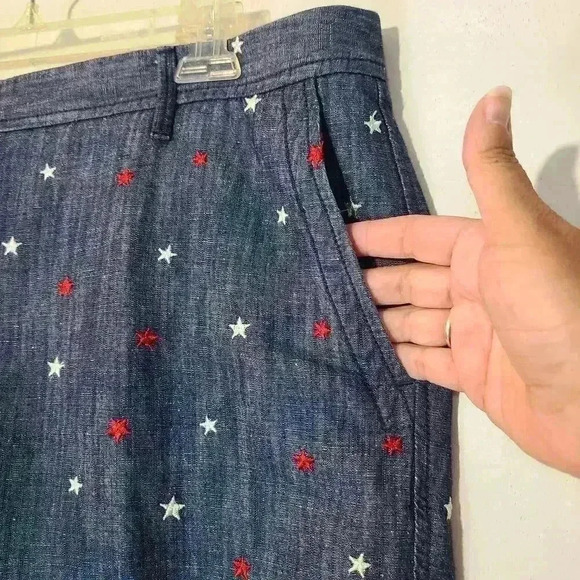 Talbots Embroidered Star Linen Cotton Blend Shorts Sz 14 - Picture 4 of 8